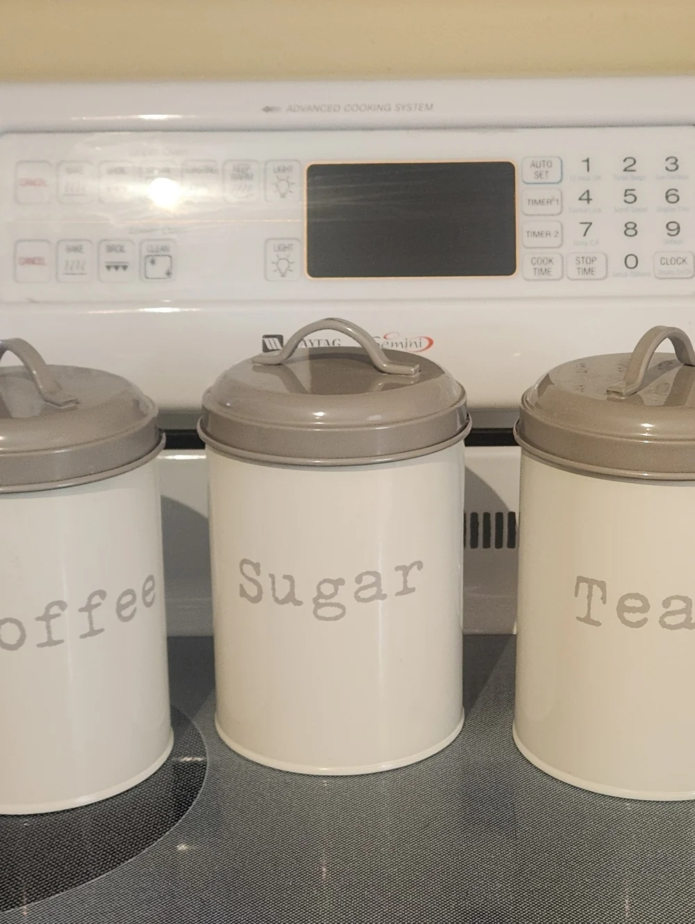 Coffee Tea Sugar Cannister Set Minimalistic Countrycore Metal